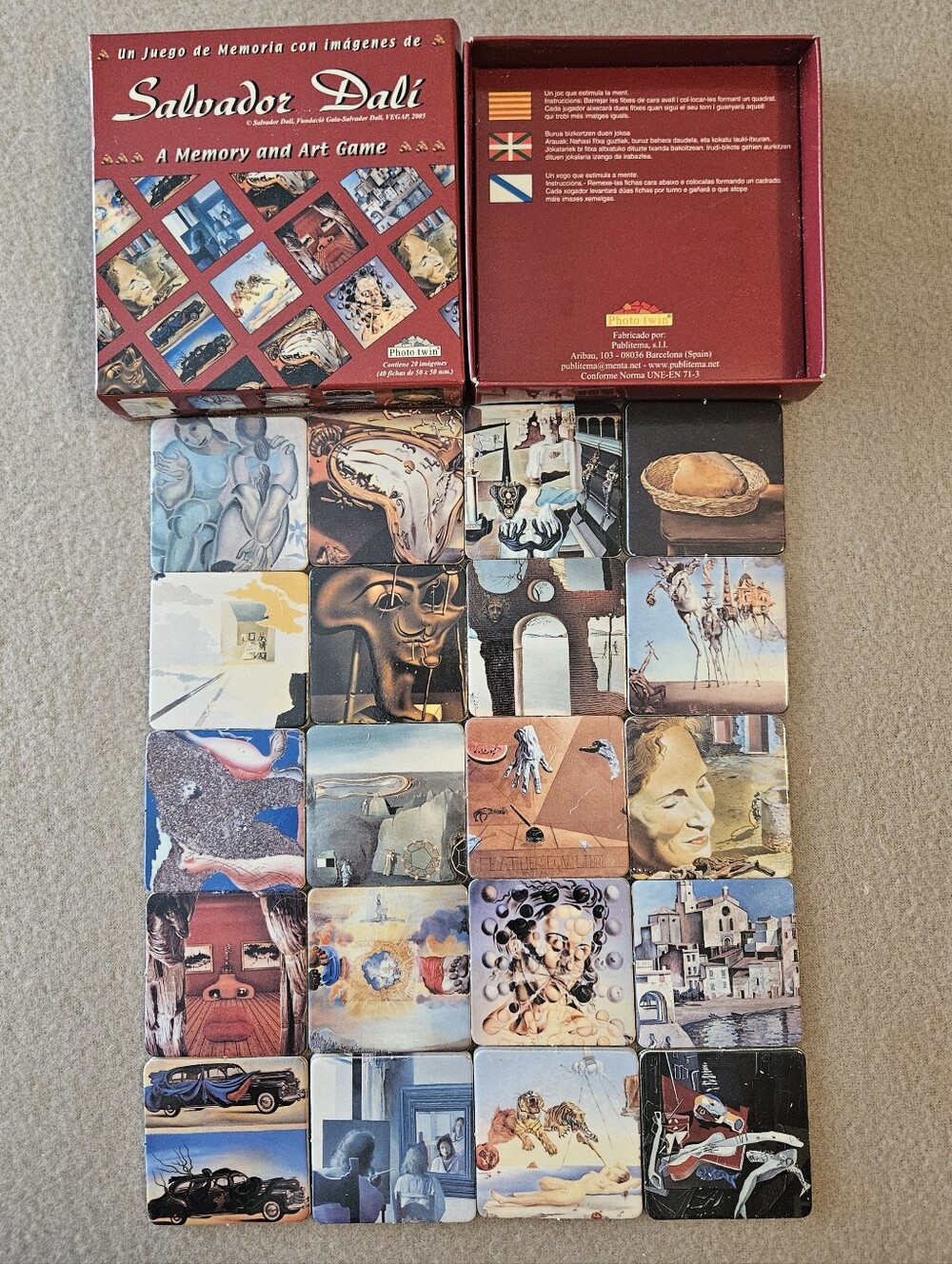 Salvador Dali Paintings "A Memory and Art Game" Matching Cards Memory Cards Game